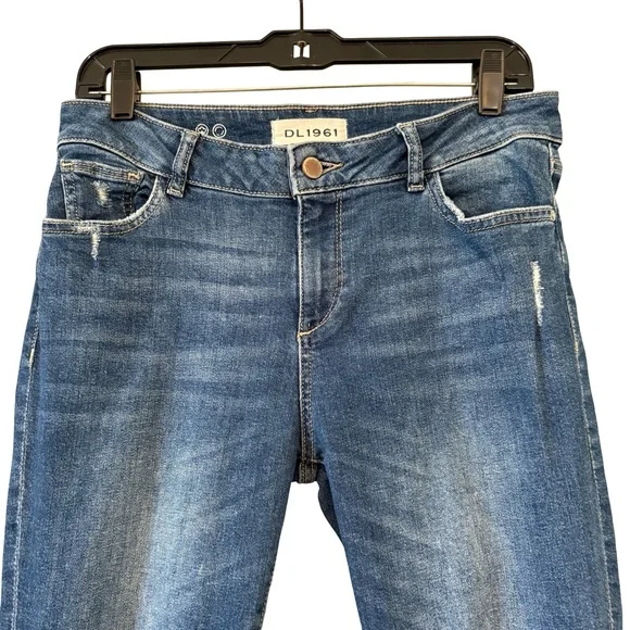 DL1961 Stevie Mid Rise Silm Boyfriend Cuffed Jeans in Rebel, Sz 27 - Picture 7 of 14